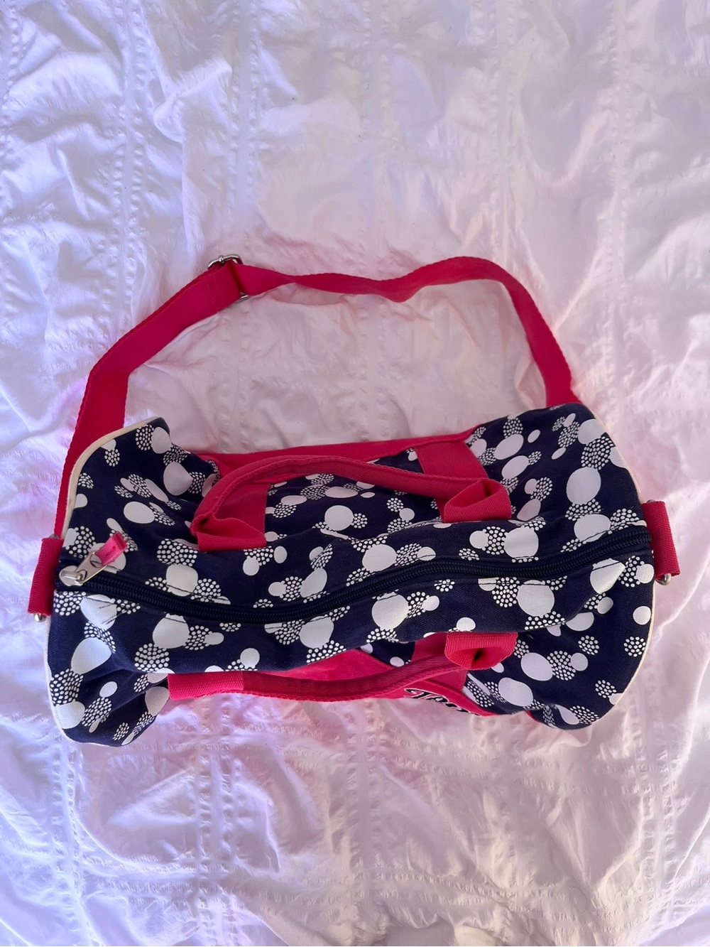 Tommy Hilfiger gym Navy Polka Dot Bag with Pink Straps
